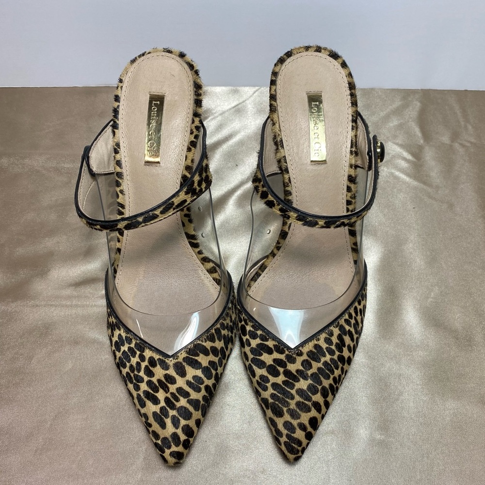 Louise Et Cie Lo-Joykiss 3 Speckled Cow Hair  Leopard Clear Piccola Size 9.5 - Picture 4 of 16